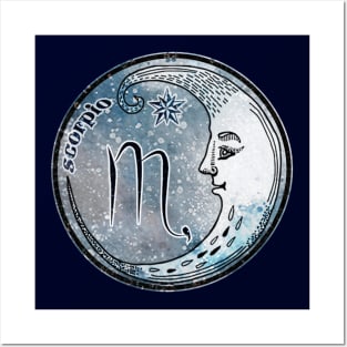 Scorpio Moon Sign Astrology Zodiac Symbol Stars and Crescent Moon Posters and Art